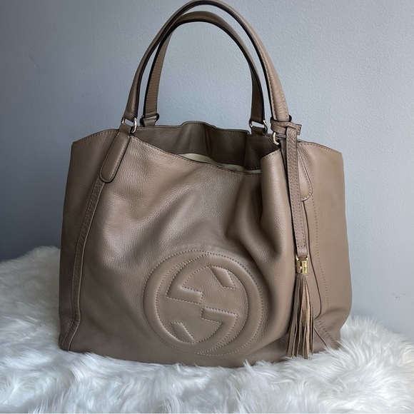Gucci Soho Interlocking GG Tote Bag Leather Handbag - Picture 1 of 14